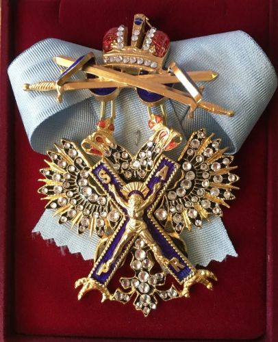Крест ордена Святого Андрея Первозванного (с мечами,с хрусталем swarovski)