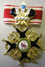 Крест  ордена Святого Станислава 1 ст. (с короной, чёрной эмали)
